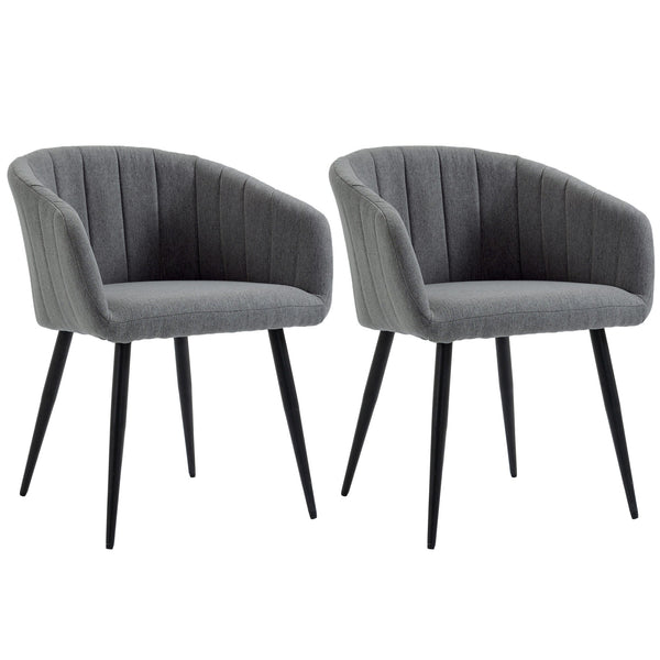 prezzo Set mit 2 gepolsterten Stühlen 62 x 56 x 76 cm in dunkelgrauem Stoff in Leinenoptik