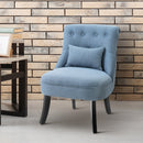 Poltrona da Salotto Imbottita con Cuscino 52.5x69x77 cm in Tessuto Effetto Lino Blu 