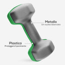 Set 6 Pesi Manubri con Supporto Coppie da 1-3-5 Kg in Metallo Verde e Nero   