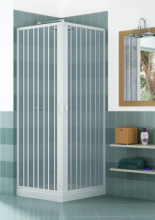 prezzo Duschabtrennung 2 Falttüren Winkelöffnung aus PVC H185 Caldoni Manen