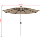 Ombrellone da Giardino Ø270 8 Stecche cm con Luci LED Parasole in Poliestere Antivento Ecru      