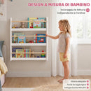 Libreria Montessoriana per Bambini 3-8 Anni a 3 Ripiani 60x15x73 cm in Truciolato Bianco      