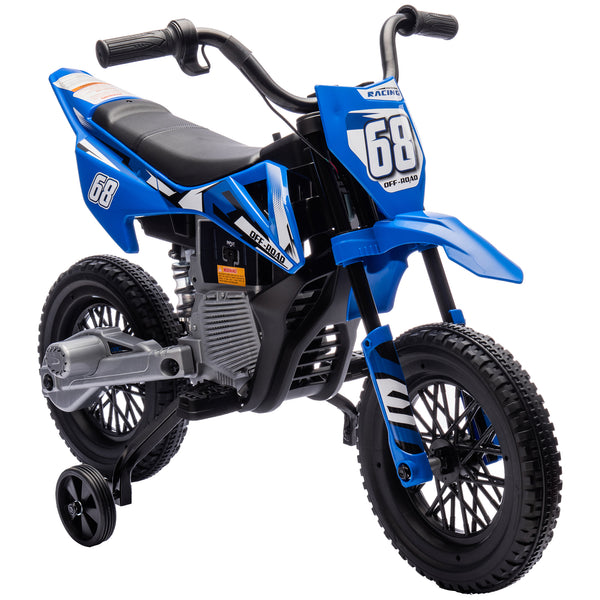 online Moto Elettrica per Bambini 3-6 Anni 107x56x70 cm Batteria 12V e Rotelle Rimovibili Blu