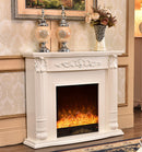 Camino Elettrico da Pavimento 102x120x33 cm Effetto Fiamma 1500W Kalipso Bianco