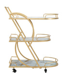 Carrello Marble Glass Mix 71x45,5x84,5 cm in Ferro e MDF e Vetro Oro e Multicolor      