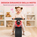 Moto Cavalcabile Balance Senza Pedali per Bambini 18-36 Mesi con Musica Rosso      