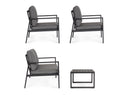 Set 4 Pezzi Salotto da Giardino con Divano 2 Poltrone e Tavolino in Alluminio e Spun Poly Hilde Antracite 