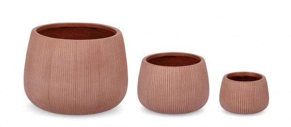 sconto Set 3 Vasi Ribbed Bomb Terracotta Alto