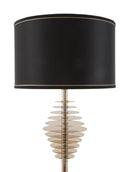 Lampada da Terra Round Glam Ø40x180 cm in Ferro Plastica e Poliestere Nero e Oro
