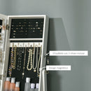 Specchio con Armadietto Portagioielli da Terra 46x36,5x151,5 cm con Serratura e Organizer in MDF Bianco  