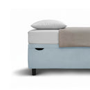 Letto Singolo Contenitore Imbottito Microfibra Azzurro BoxMax Testata Soft Varie Misure