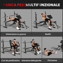 Panca Multifunzione Regolabile 187x140x117-136 cm con Rack Bilanciere in Acciaio e PU Grigio e Nero      