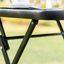 Set Tavolo e 2 Sedie Pieghevoli da Giardino in Vetro Temperato e Metallo Nero