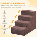 Scaletta per Cani a 4 Gradini 60x35x44 cm con Rivestimento Sfoderabile e Lavabile Marrone      