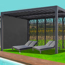 Pergola da Giardino 3,6x3 m in Alluminio con 4 Pannelli Moucharabieh e Tenda Laterale Grigio Antracite