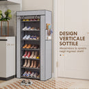 Scarpiera 7 Ripiani 60x30x126 cm con Copertura TNT in Acciaio Grigio      