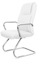 Sedia Attesa da Ufficio 59x67x105 cm in Acciaio e Similpelle Bianca