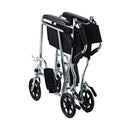 Sedia a Rotelle Pieghevole in Tubi di Ferro e Tessuto Oxford Nero ed Argento 92.5x62x98 cm 
