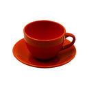 Set 4 Tazze da The con Piattino Ø9,5xh7 cm in Gres Porcellanato Romeo Arancione      