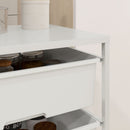 Carrello Multiuso con 3 Cestini Estraibili e Ruote 40,8x33,5x60,5 cm in Acciaio e PP Bianco