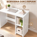 Scrivania per Computer 80x40x74,2 cm con 2 Ripiani Aperti in Truciolato Bianco      