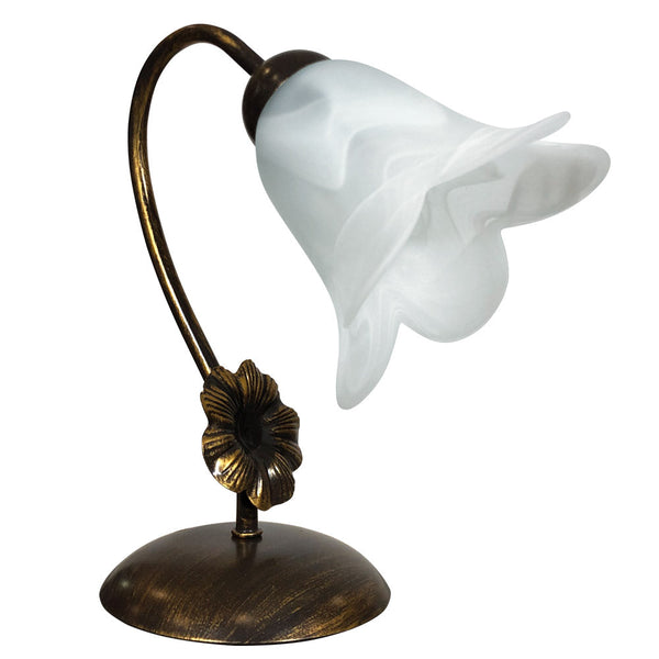 Lampe 1xE14 Braun Gold Rahmen Weiß Alabaster Glas E-Energy Vera acquista