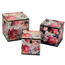 Set 3 Scatole in Similpelle fiori crema quadro
