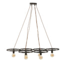 Lampadario Indust Circle 6 Luci 110x60x6 cm in Ferro