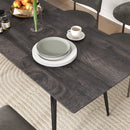 Tavolo da Pranzo Allungabile per 6-8 Persone 120-160x75cm con Piano Effetto Legno in MDF Gambe in Acciao Grigio      