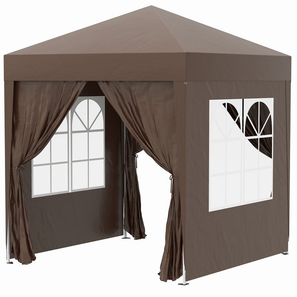 Gazebo Pieghevole 2x2m in Metallo e Poliestere Marrone sconto
