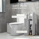 Mobile Bagno Stretto Salvaspazio 20x20x80 cm con Porta Carta Igienica Ripiani Regolabili in MDF Bianco      