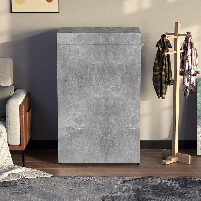 Mobile Asse da Stiro a Scomparsa Salvaspazio Richiudibile 55x38x90,5 cm In MDF Effetto Cemento