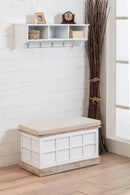 Cassapanca Baule in Legno 76x39x44 cm Venice Bianco e Noce