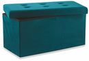 Baule Cassapanca Pouf Contenitore in Velluto Soriani Petrolio