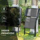 Set Tavolo e 2 Sedie Pieghevoli da Giardino in Vetro Temperato e Metallo Nero