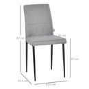 Set 4 Sedie Imbottite 41,5x54,5x87 cm in Tessuto Grigio