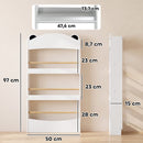 Libreria Montessoriana per Bambini 3-8 Anni a Forma di Orso 50x15x97 cm con 4 Ripiani in Legno Bianco      