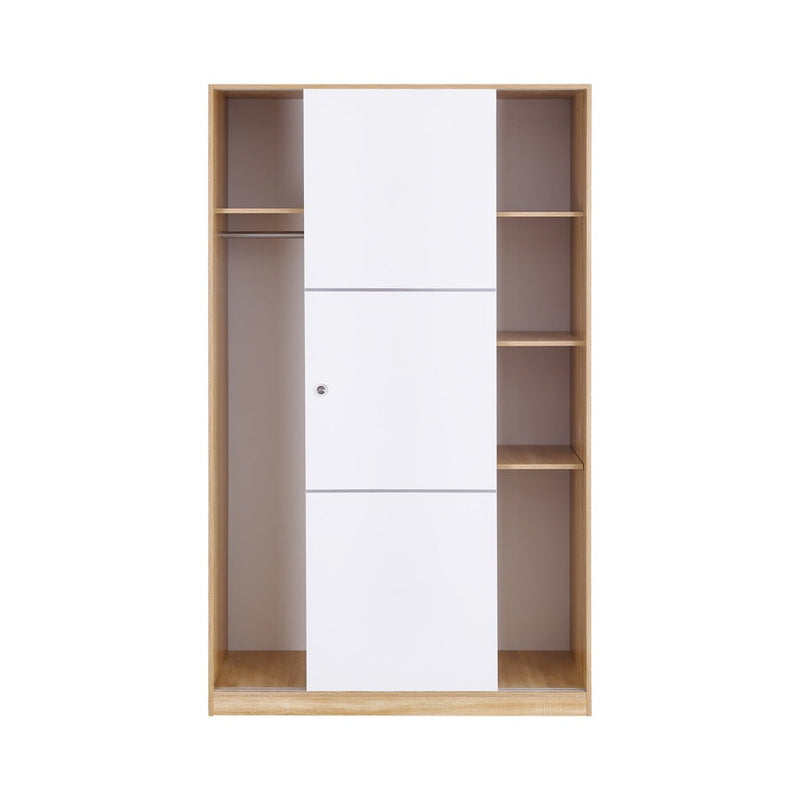 Armadio 2 Ante Scorrevoli 120x48x200 cm in Legno Rovere e Bianco