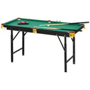 Tavolo da Biliardo ad Altezza Regolabile con Accessori 140x60x55-75 cm in MDF e Acciaio Verde