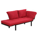 Divano Letto 2 Posti in Tessuto di Lino Rosso 166x70x80 cm 