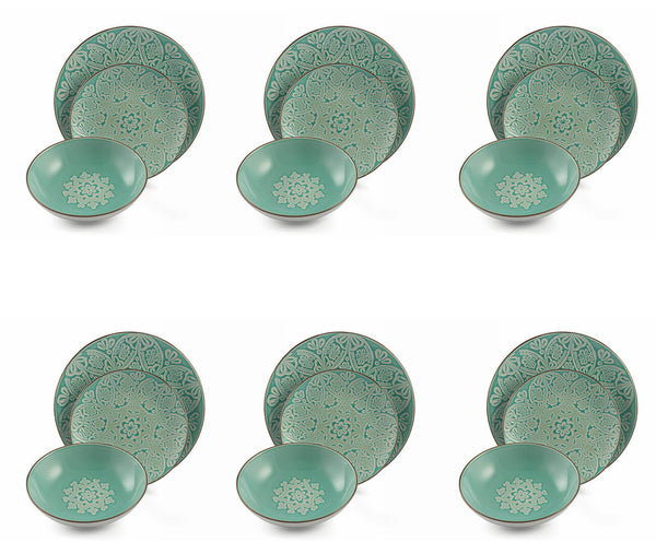 18-teiliges Speiseservice in Hard Dolomite Villa d'Este Baku Türkis acquista
