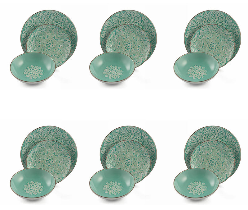 Servizio Piatti 18 Pezzi in Hard Dolomite Villa d'Este Baku Turchese