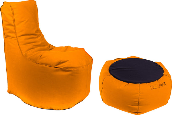 Sessel Pouf und Couchtisch aus orangefarbenem Pomodone-Acryl online