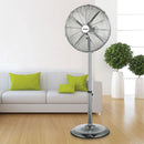 Ventilatore a Piantana 4 Pale Ø 40 cm 50W in Acciaio Laminato e Alluminio Argento      