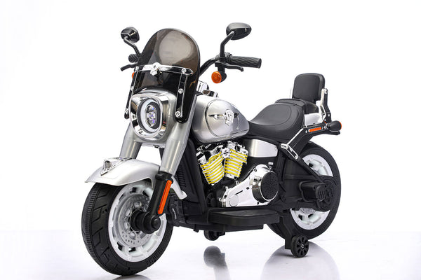 acquista Moto Elettrica per Bambini Cruiser Acceleratore a Manubrio 12V 7Ah Argento Metallizzato