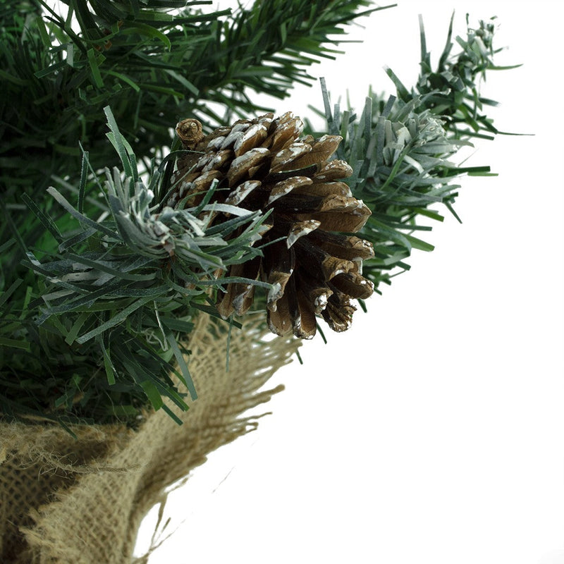 Albero di Natale 90H cm con pigne e base in juta Abete Artificiale