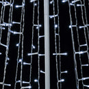 Albero di Natale Luminoso Ø80x280 cm 753 LED con 8 Giochi di Luce da Esterno in Metallo Bianco Freddo      