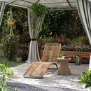 Lettino Sdraio da Giardino a S 176x58x82 cm in Rattan PE e Acciaio Nero e color Legno   