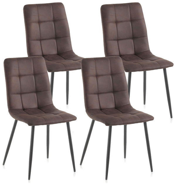 acquista Set mit 4 Stühlen 42,5 x 52,5 x 87,5 cm in dunkelbraunem Kunstleder