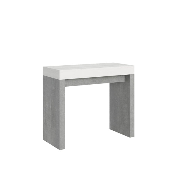 Consolle Allungabile 90-300x40x77 cm in Nobilitato Bianco e Grigio sconto